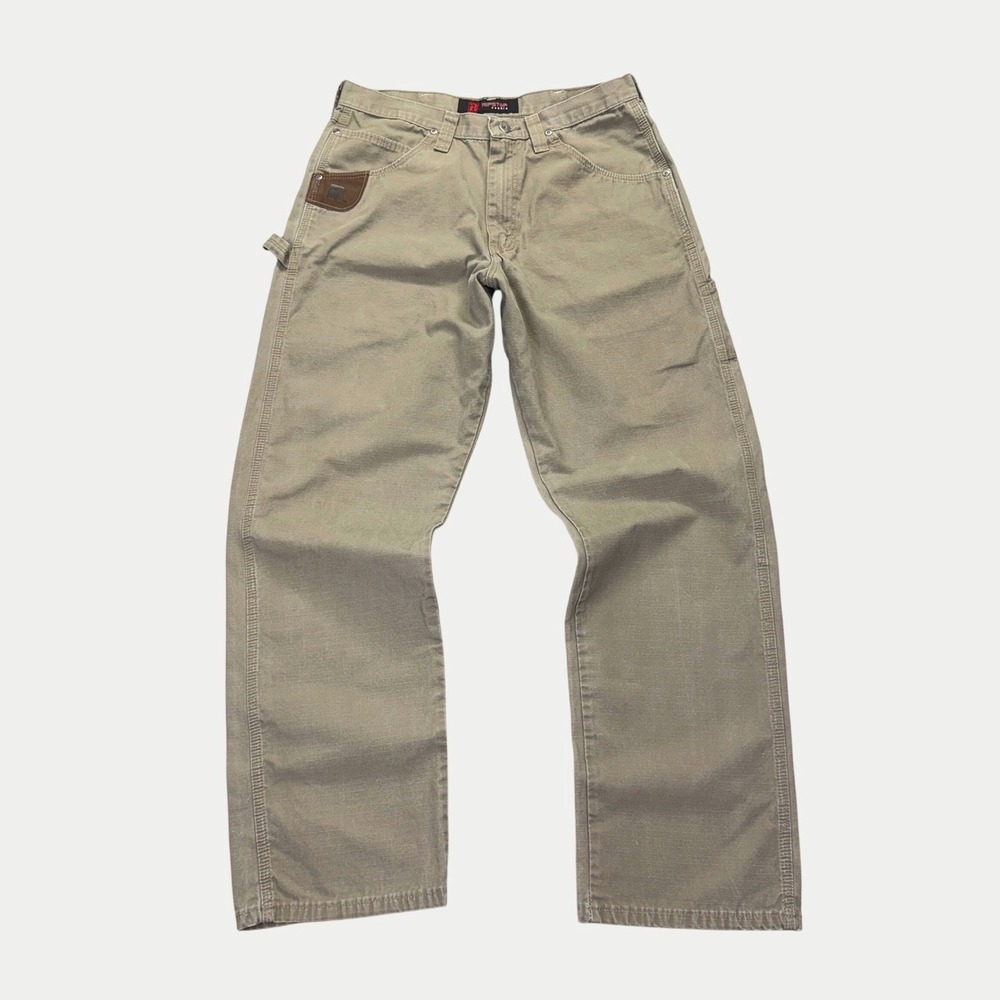 Wrangler Riggs Workwear Carpenter Pants 34 Ripstop Cotton Khaki Tan Utility